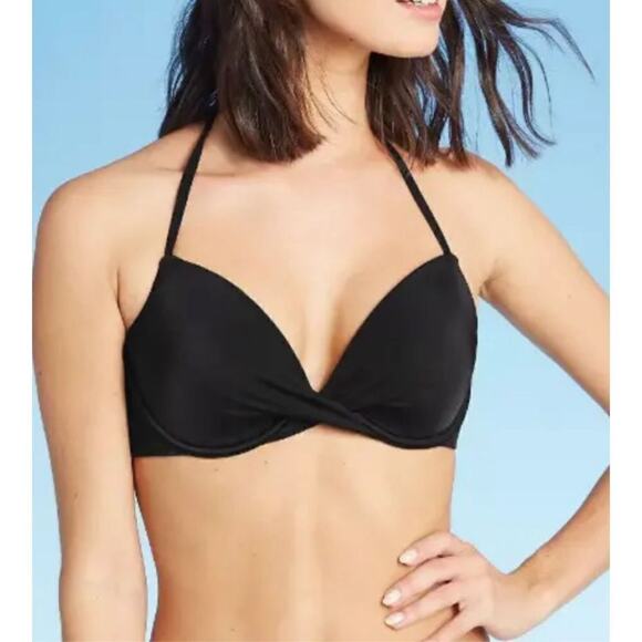 Shade & Shore Black‎ Light Lift Twist Bikini Swim Top 34C Beach Bombshell - Picture 2 of 8
